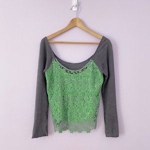 Free People Floral Lace Shirt